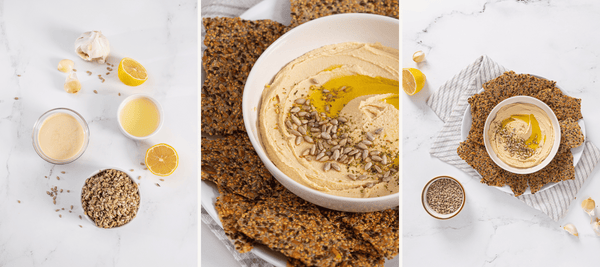 Sunflower Seed & Roasted Garlic Hummus...With Top Seedz crackers, of course ;)